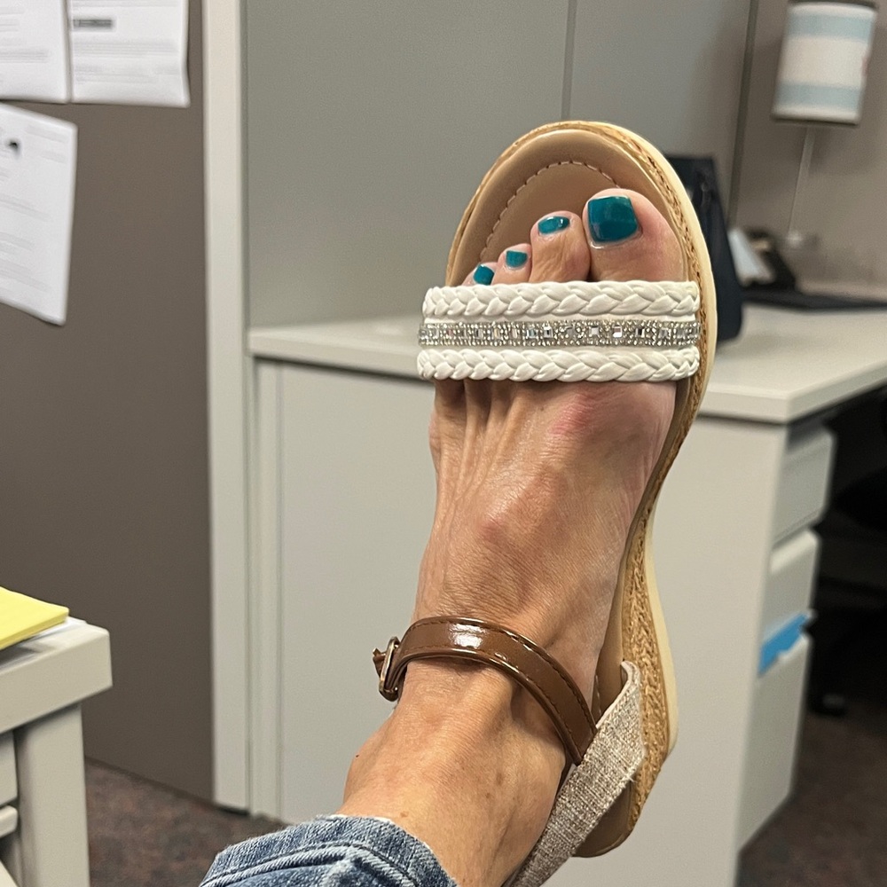 Elegant White and Brown Women's Sandals